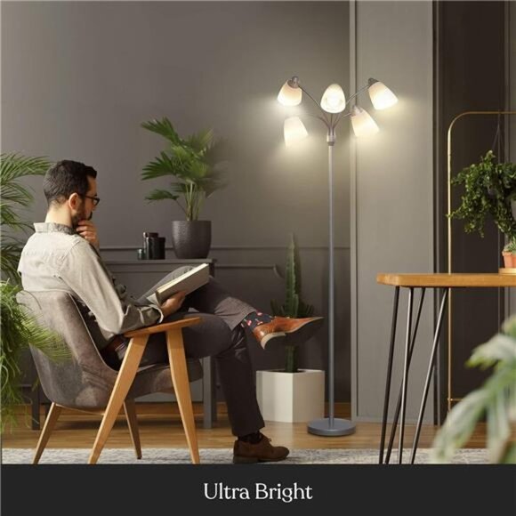 LED Floor Lamp – Multi-Head Dimmable Floor Lamp for Living Rooms & Offices - Picture 6 of 8
